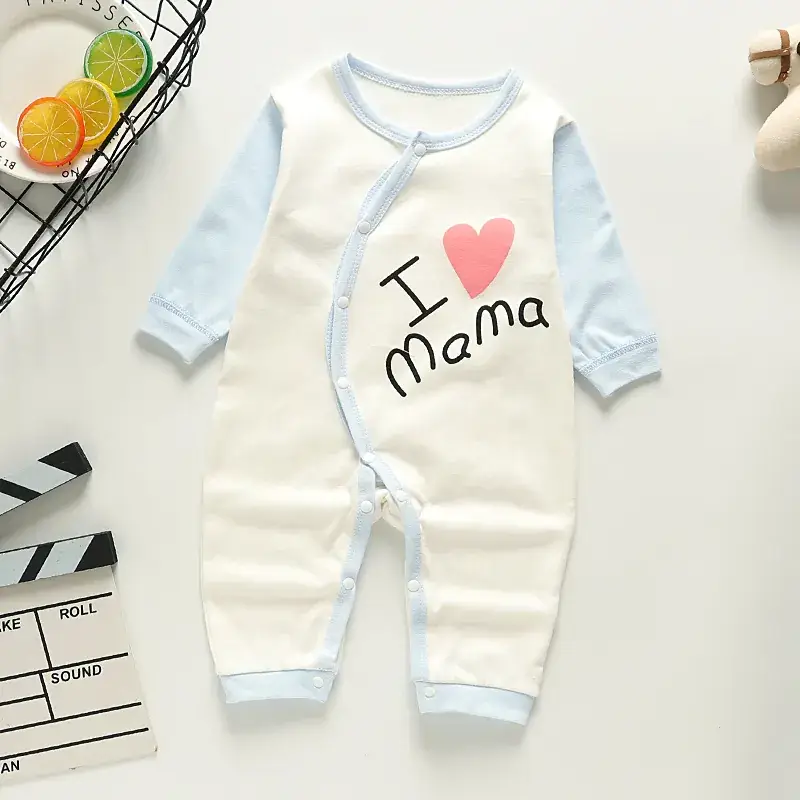 Newborn Pure Cotton Long-Sleeved Jumpsuit Orange White