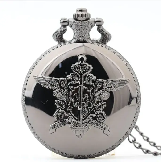 Black Deacon Pocket Watch with Chain Strap
