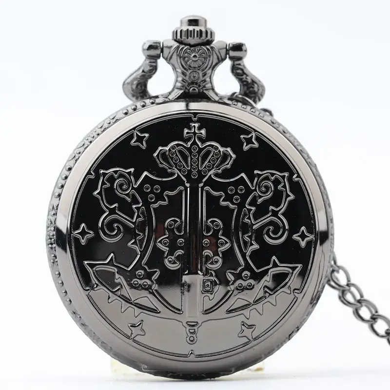 Black Deacon Pocket Watch with Chain Strap