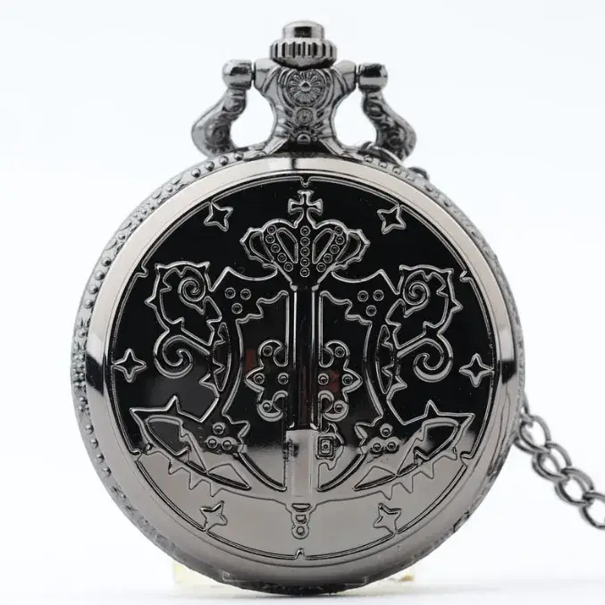Black Deacon Pocket Watch with Chain Strap