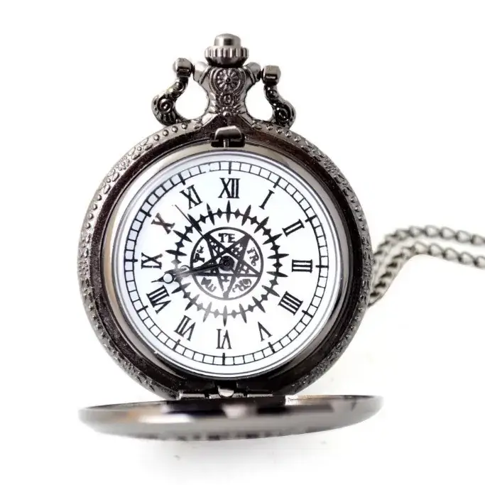 Black Deacon Pocket Watch with Chain Strap