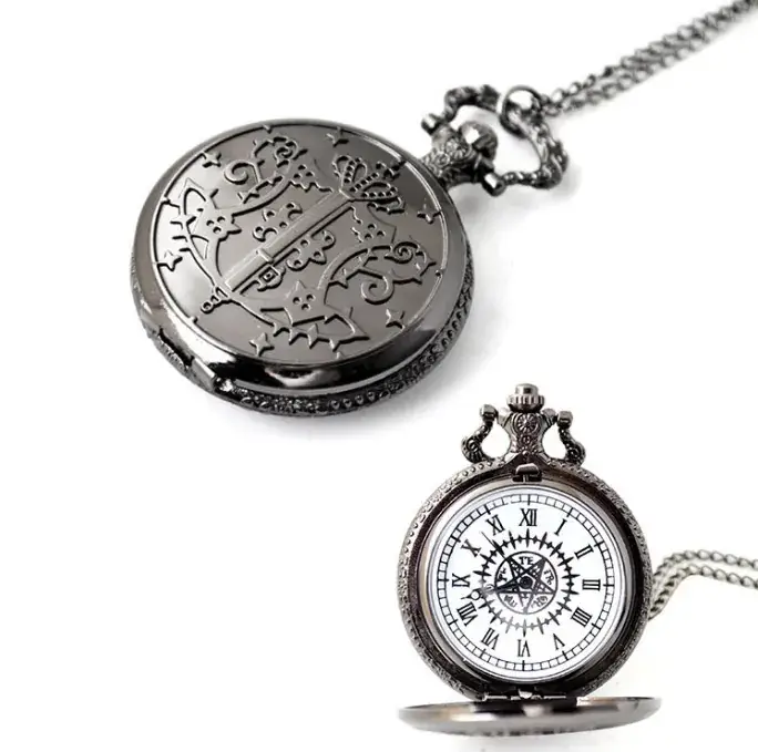 Black Deacon Pocket Watch with Chain Strap