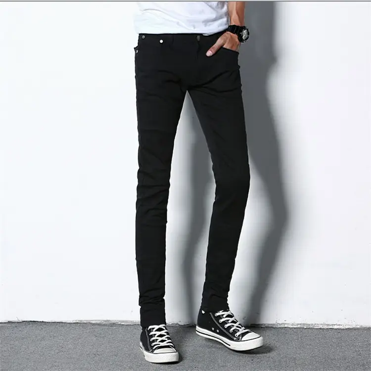 New Quan Zhilong Slim Fit Pure Black Jeans Men - Image 4