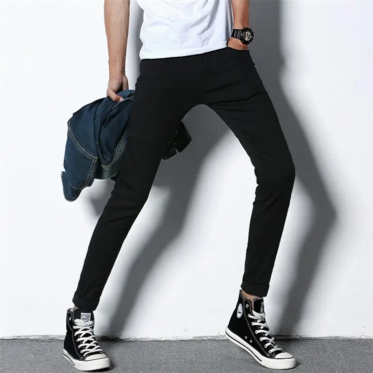 New Quan Zhilong Slim Fit Pure Black Jeans Men - Image 6