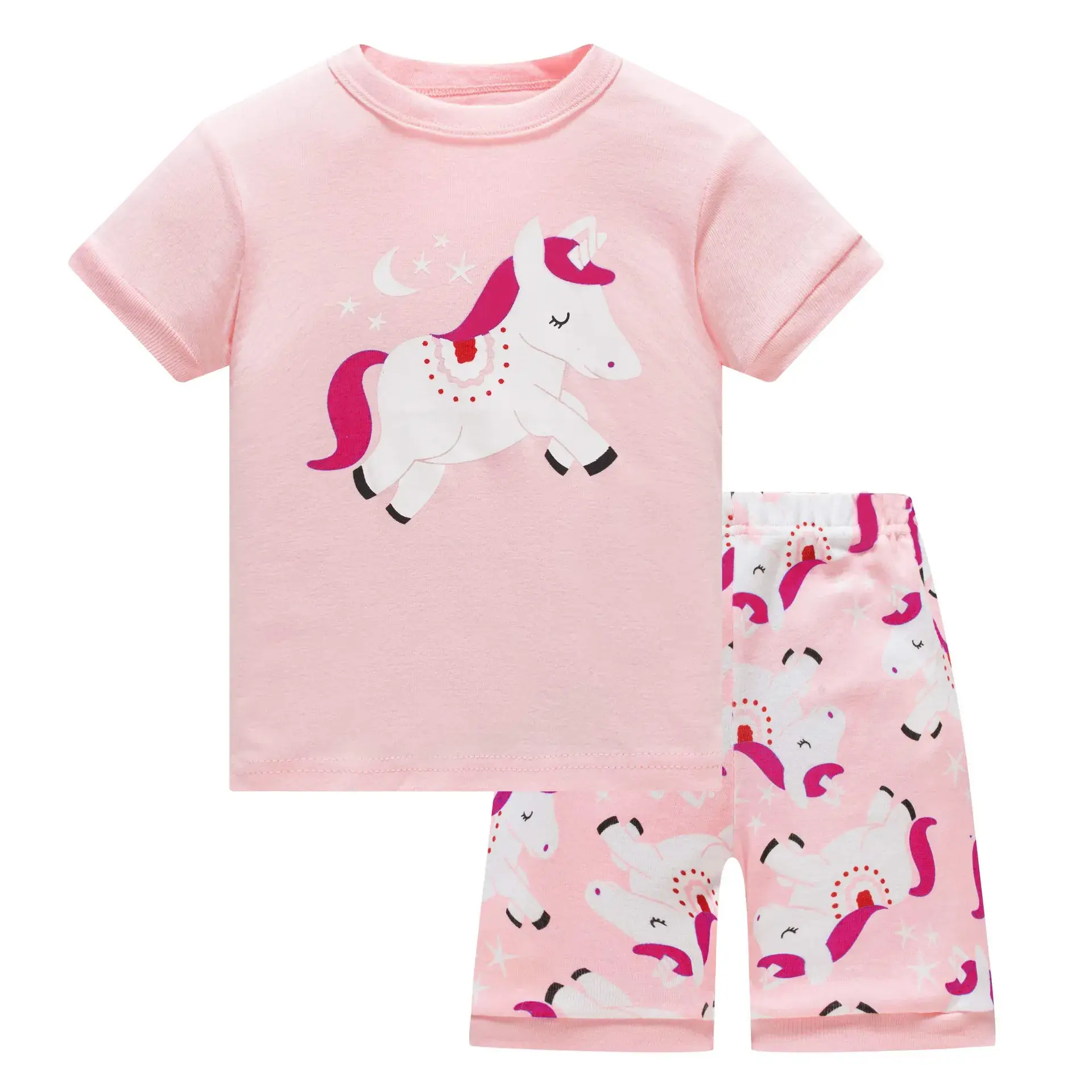 Baby Unicorn Cotton Pajamas Pink Set - Image 3