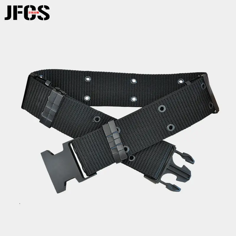 Black Tactical Waist Belt with Buckle Head for Men