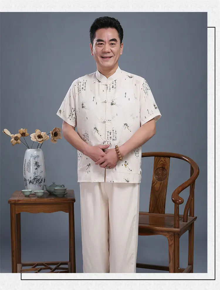 Middle-aged Men Bamboo Leaf Suit Summer Autumn Chinese Tang Suit — feature 10