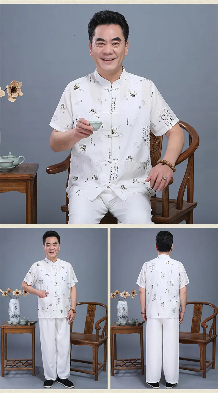 Middle-aged Men Bamboo Leaf Suit Summer Autumn Chinese Tang Suit — feature 6