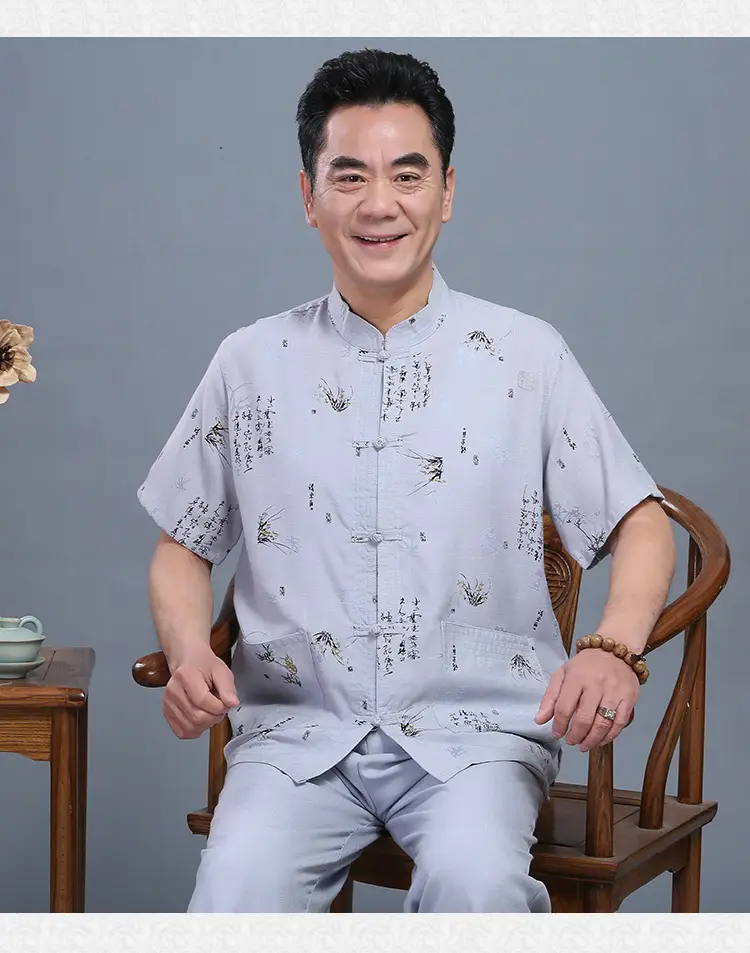 Middle-aged Men Bamboo Leaf Suit Summer Autumn Chinese Tang Suit — feature 8