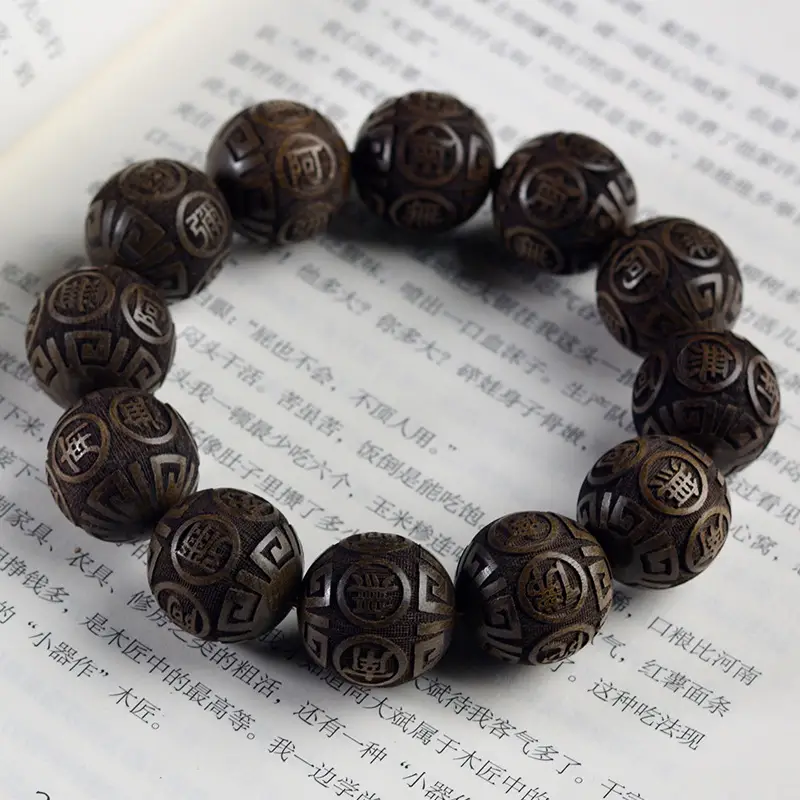 Sichuan Old Gold-Rimmed Nanmu Buddha Beads Bracelet