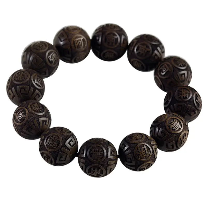 Sichuan Old Gold-Rimmed Nanmu Buddha Beads Bracelet