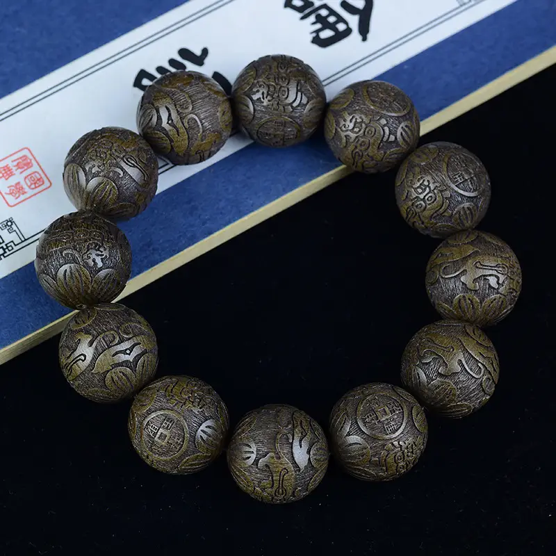 Sichuan Old Gold-Rimmed Nanmu Buddha Beads Bracelet