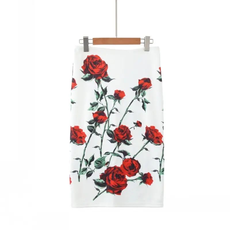Women's Digital Print Blue Patterned Pencil Skirt - Image 10