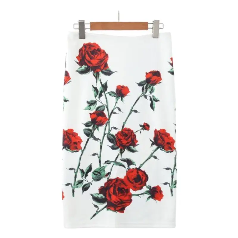 Women's Digital Print Blue Patterned Pencil Skirt