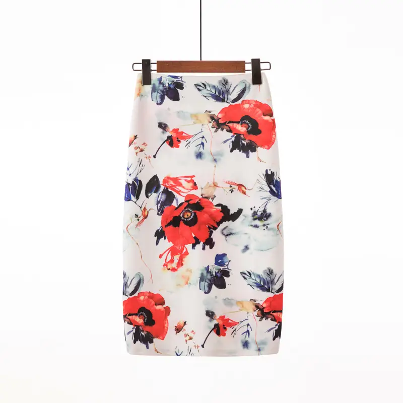 Women's Digital Print Blue Patterned Pencil Skirt - Image 22