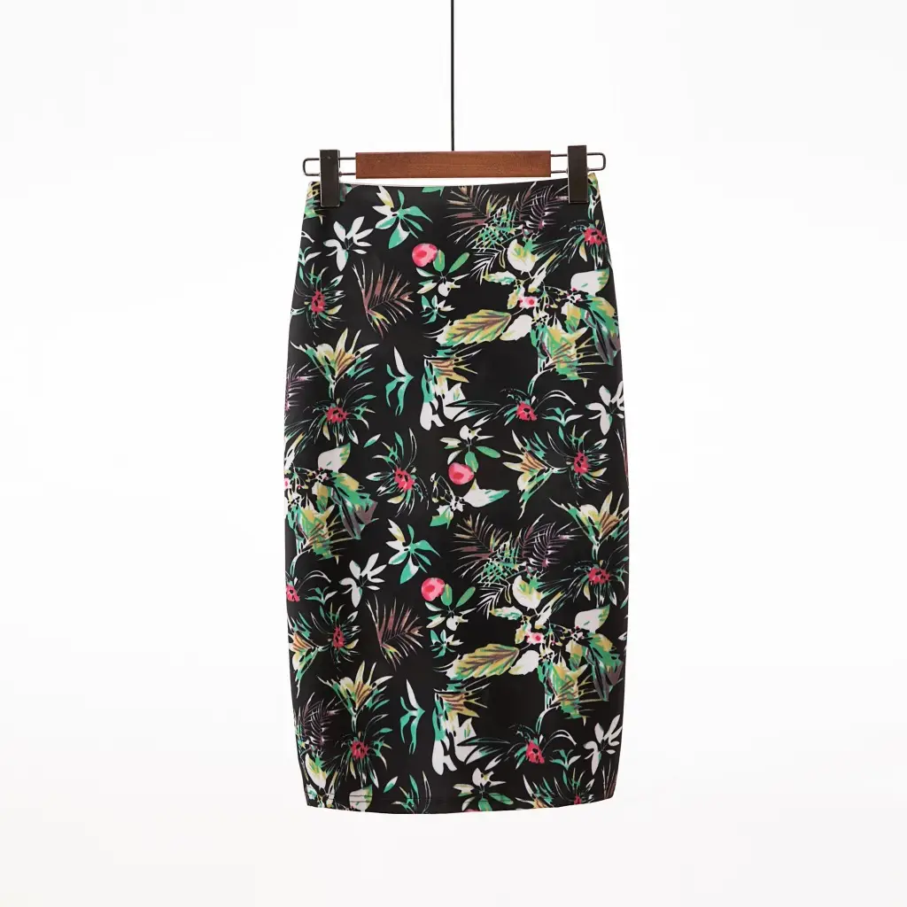 Women's Digital Print Blue Patterned Pencil Skirt - Image 23