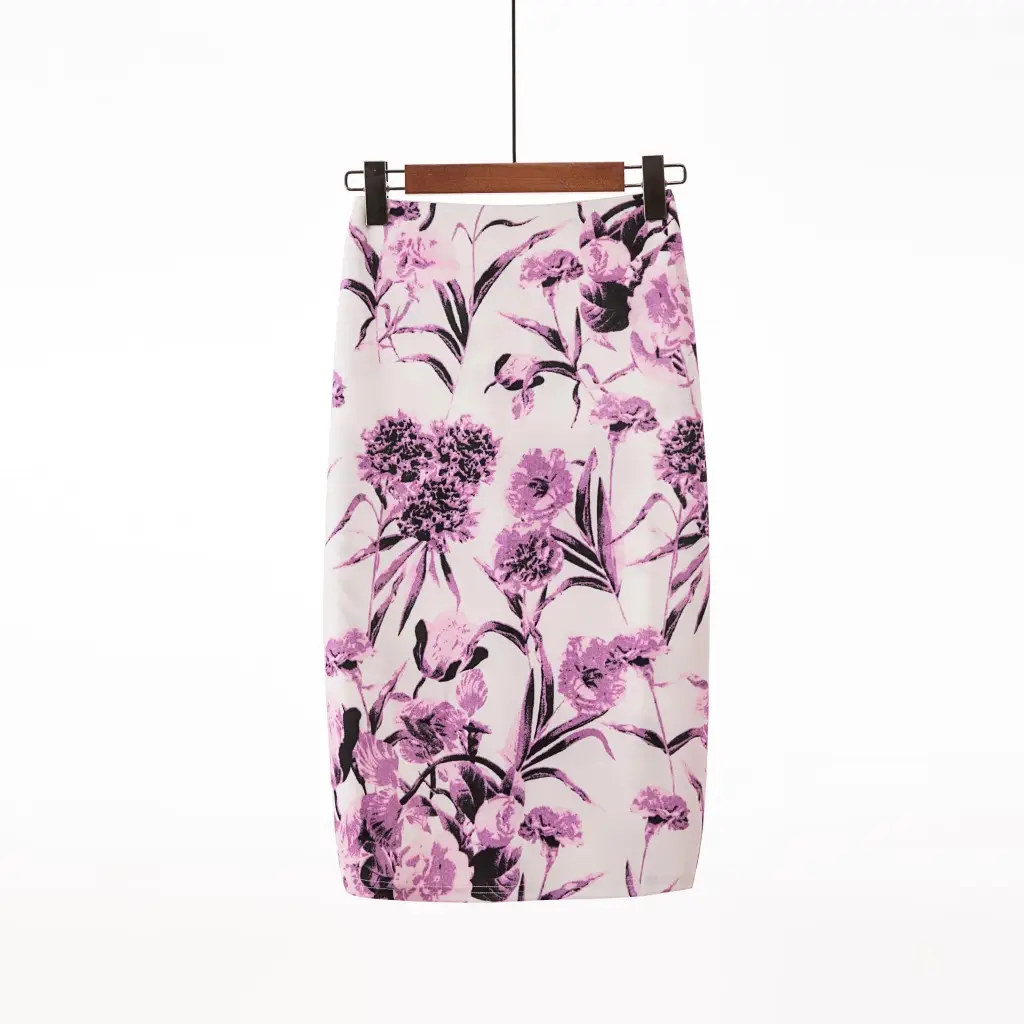 Women's Digital Print Blue Patterned Pencil Skirt - Image 24