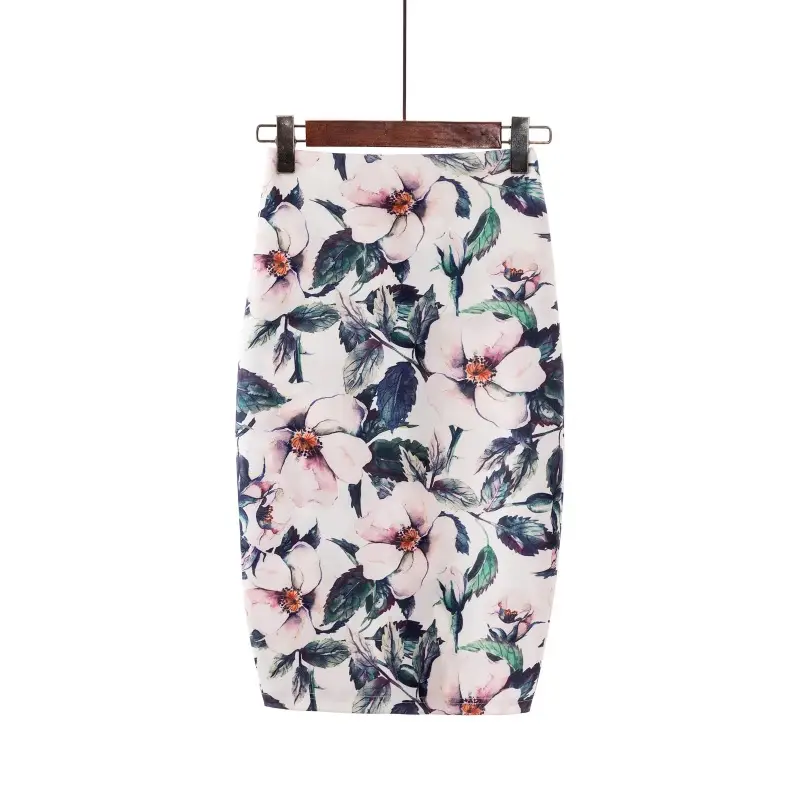 Women's Digital Print Blue Patterned Pencil Skirt - Image 27