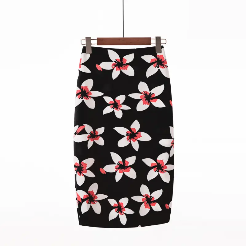 Women's Digital Print Blue Patterned Pencil Skirt - Image 8
