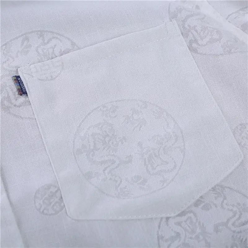 Men Chinoiserie White Short Sleeve Shirt Set — feature 16