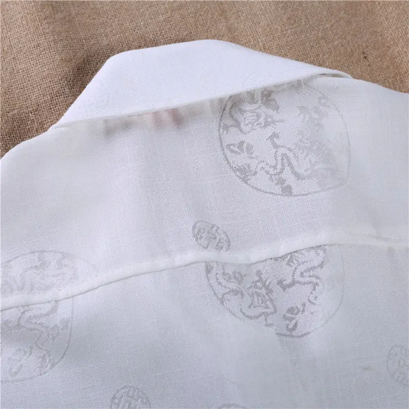 Men Chinoiserie White Short Sleeve Shirt Set — feature 17