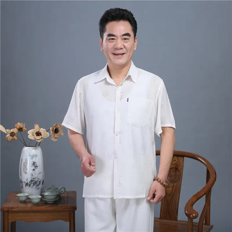 Men Ruyi Cut Teahouse Suit Light Grey Summer Autumn — feature 6