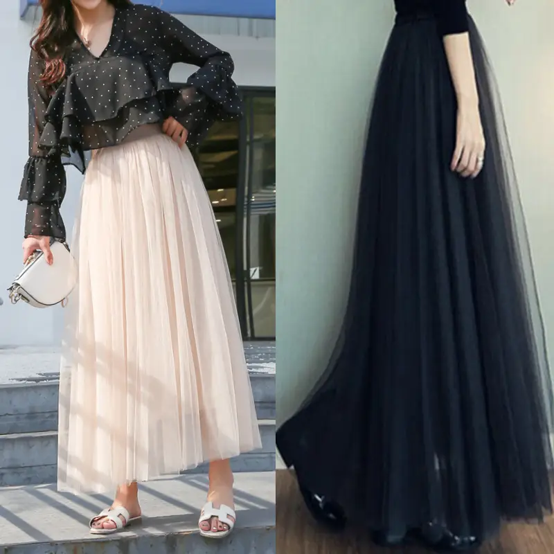 Korean Style Mesh Skirt White Longline All Match - Image 9