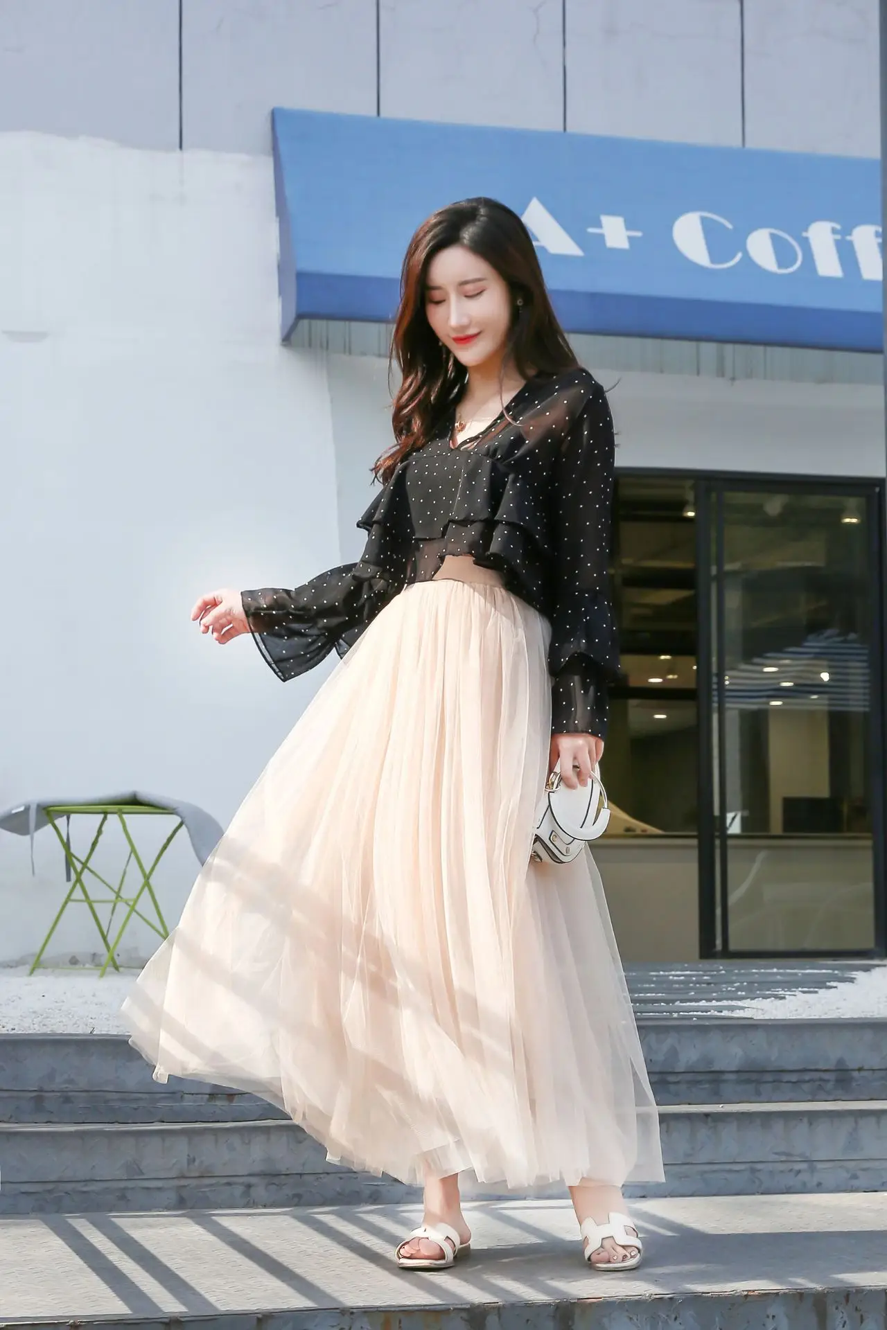 Korean Style Mesh Skirt White Longline All Match - Image 12