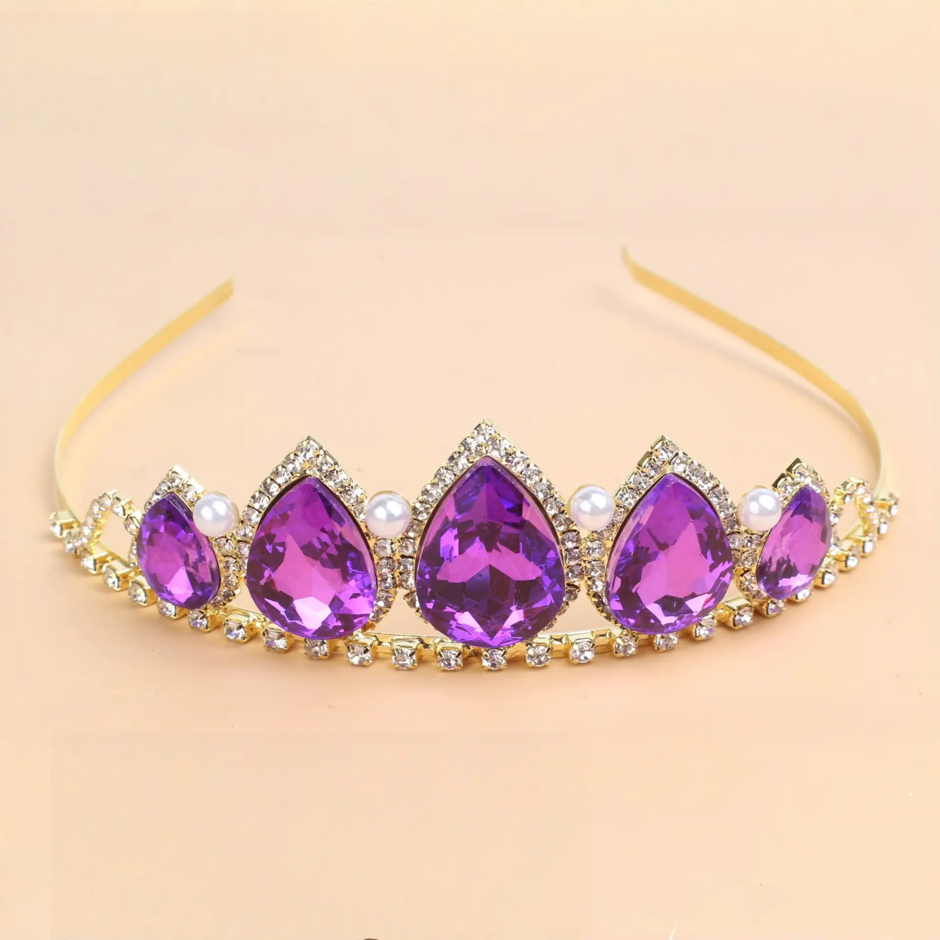 Purple Pearl Diamond Hair Crown for Women - Image 6