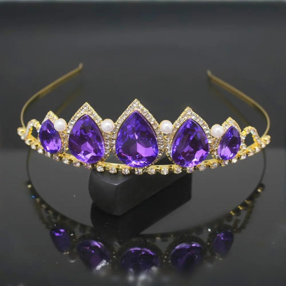 Purple Pearl Diamond Hair Crown for Women — feature 5