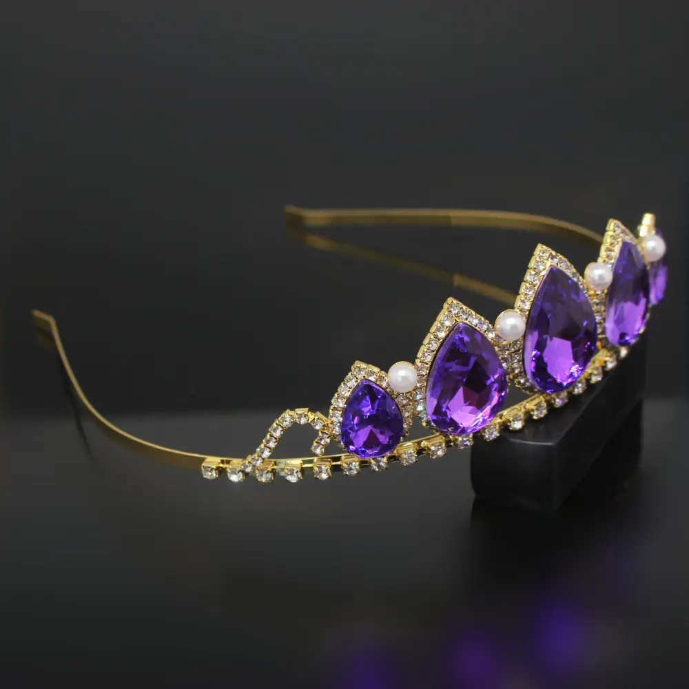 Purple Pearl Diamond Hair Crown for Women — feature 6