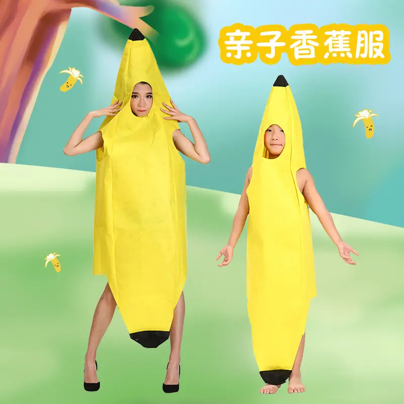 Children Banana Fruit Hooded Suit Yellow 110-140