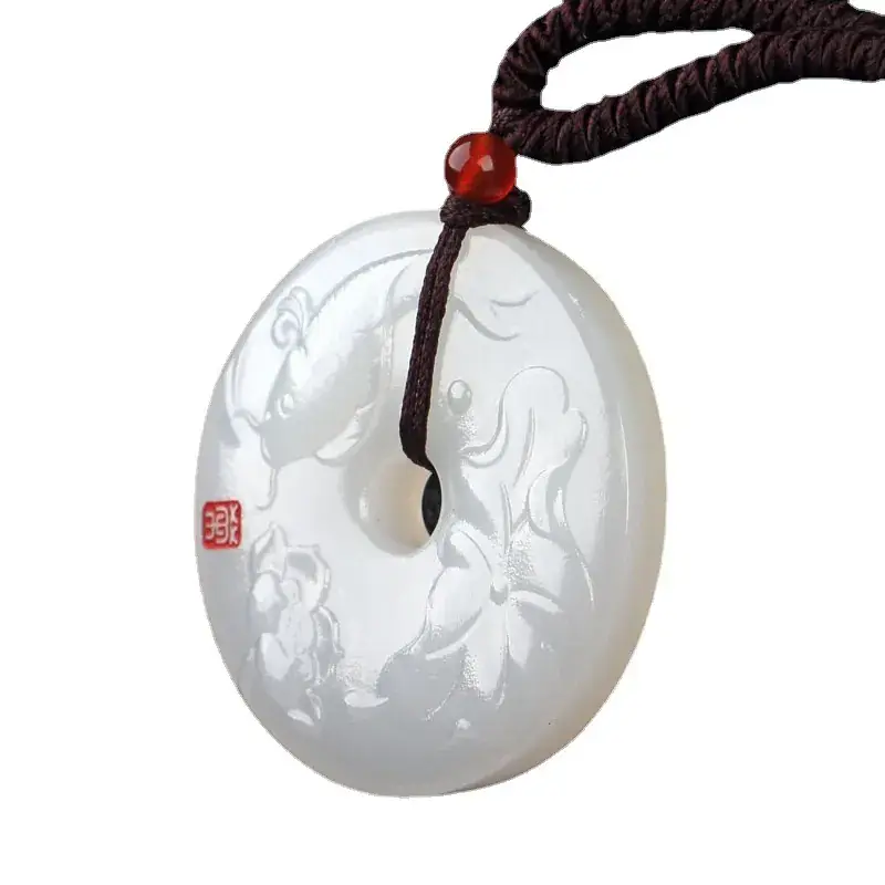 White Jade Pendant with Guanyin Buddha Design - Image 12