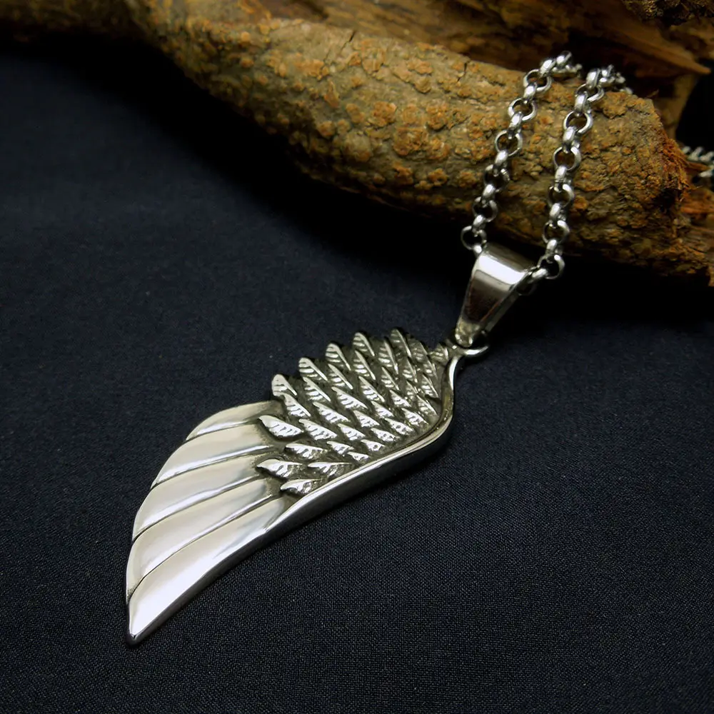 Japanese Korean Retro Wings Titanium Steel Necklace