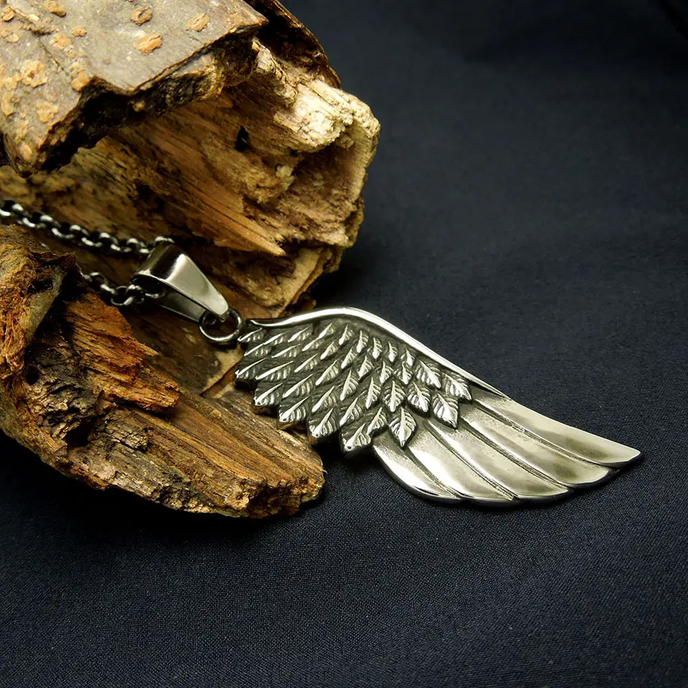 Japanese Korean Retro Wings Titanium Steel Necklace