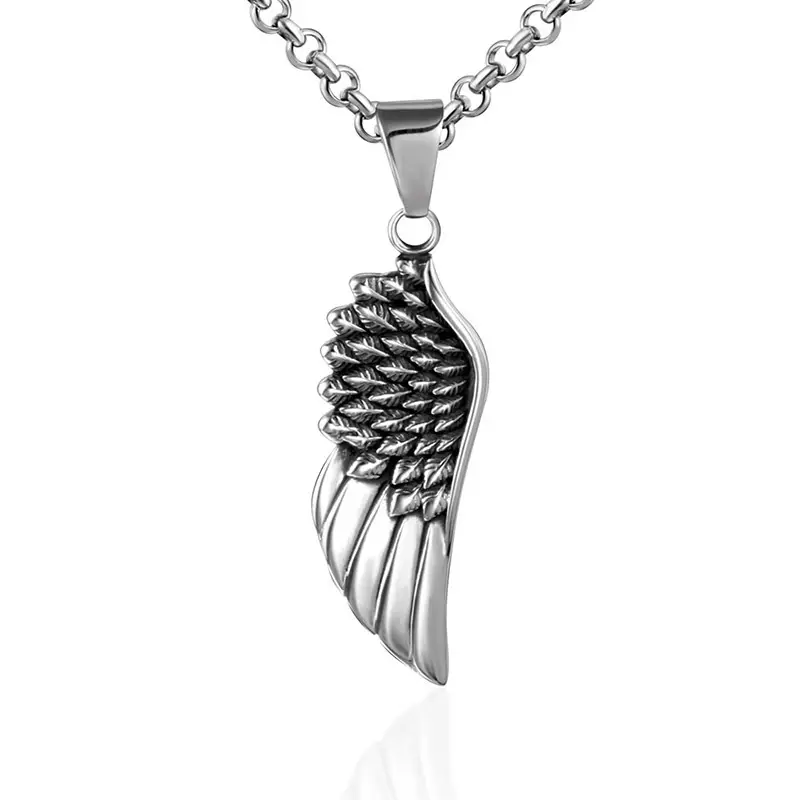 Japanese Korean Retro Wings Titanium Steel Necklace