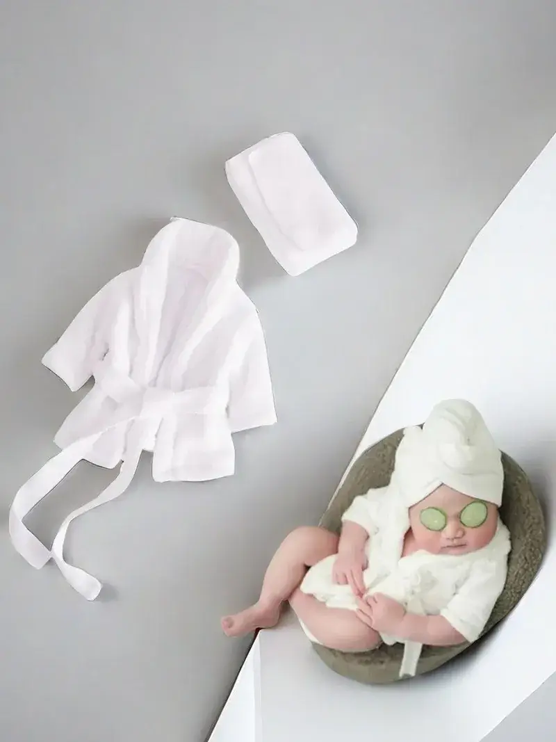 Newborn Bathrobe Pajamas Thickened Coral Fleece Photo Studio - Image 7