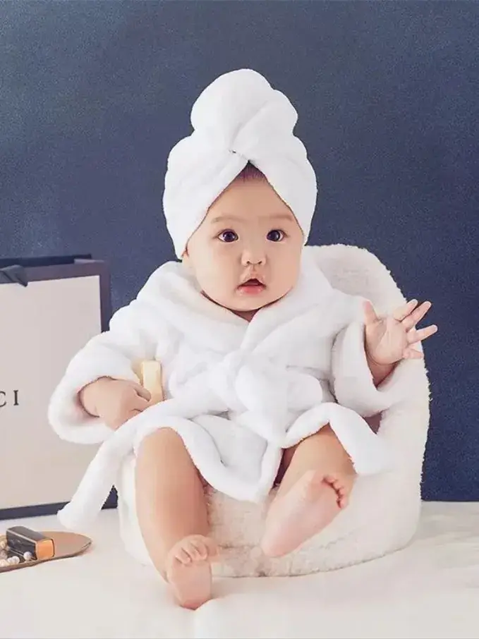 Newborn Bathrobe Pajamas Thickened Coral Fleece Photo Studio - Image 9