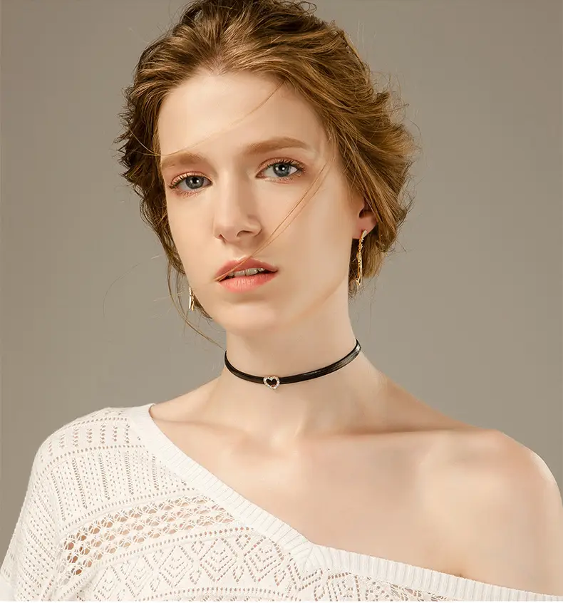 Japanese Korean Style Love Necklace Collar Women's Choker Peach Heart - Image 4
