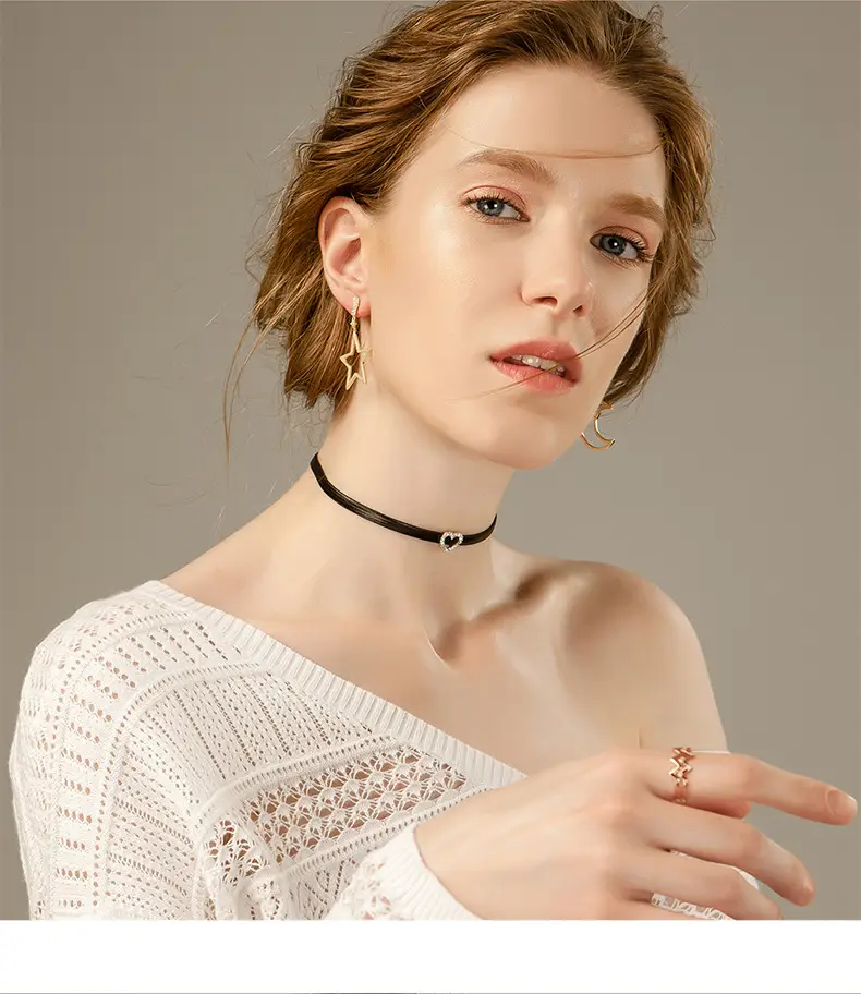 Japanese Korean Style Love Necklace Collar Women's Choker Peach Heart - Image 5