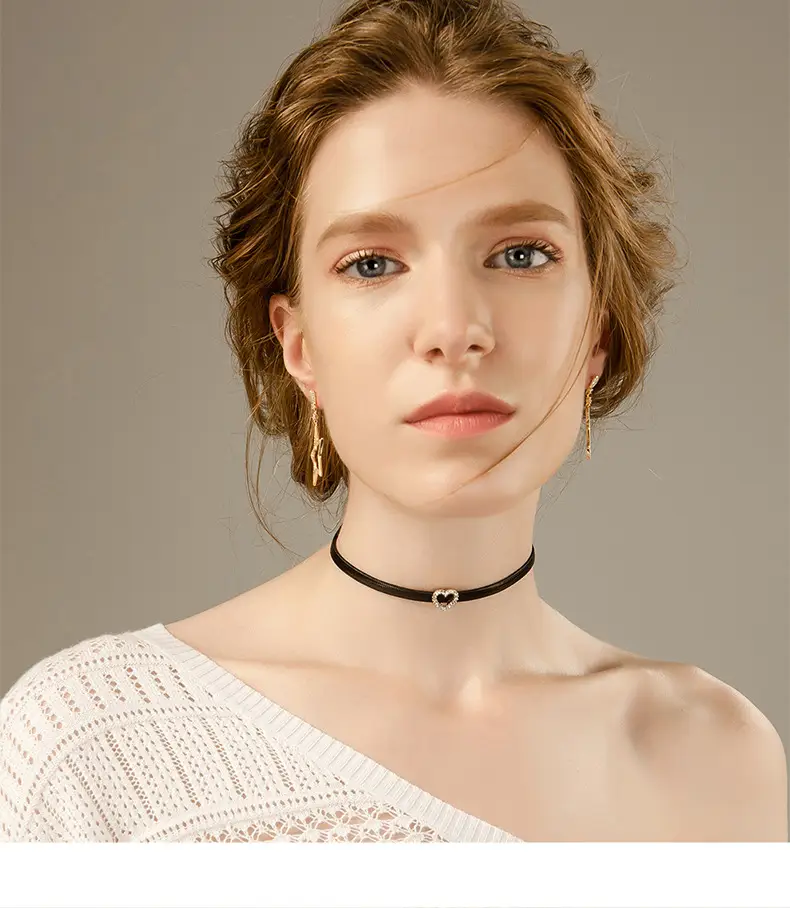 Japanese Korean Style Love Necklace Collar Women's Choker Peach Heart - Image 6
