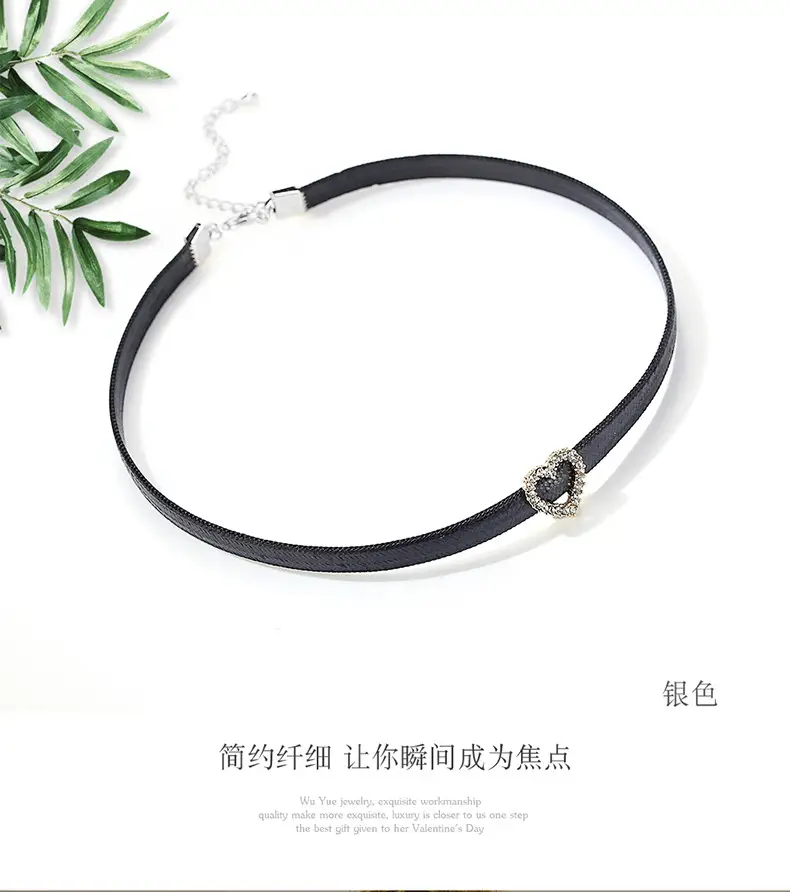 Japanese Korean Style Love Necklace Collar Women's Choker Peach Heart - Image 2