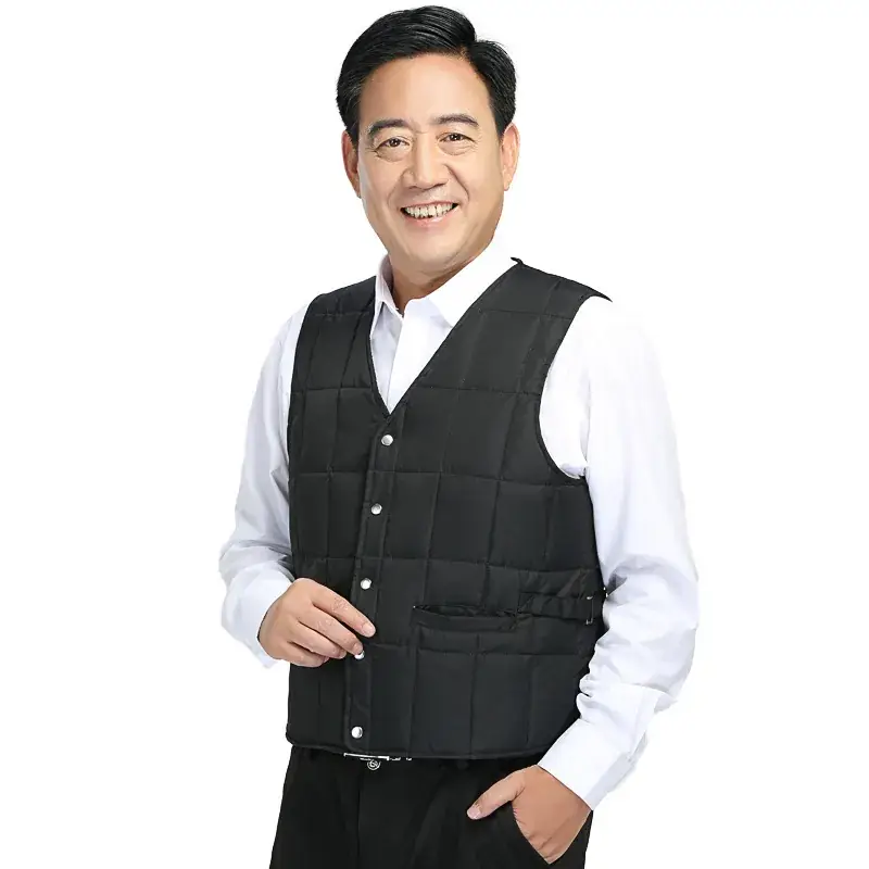 Men's Black Down Waistcoat Vest with Lined T-Shirt