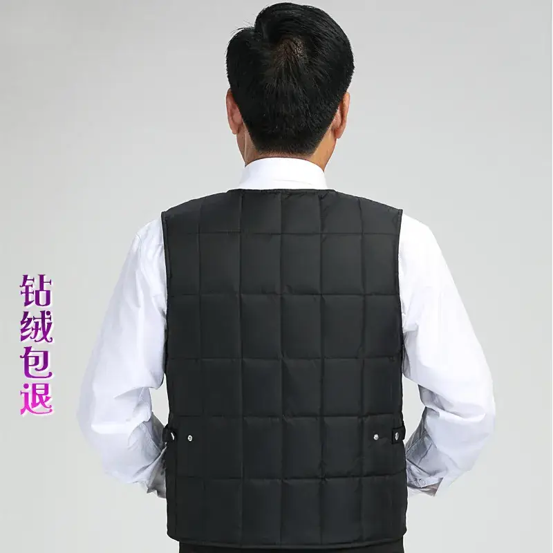 Men's Black Down Waistcoat Vest with Lined T-Shirt