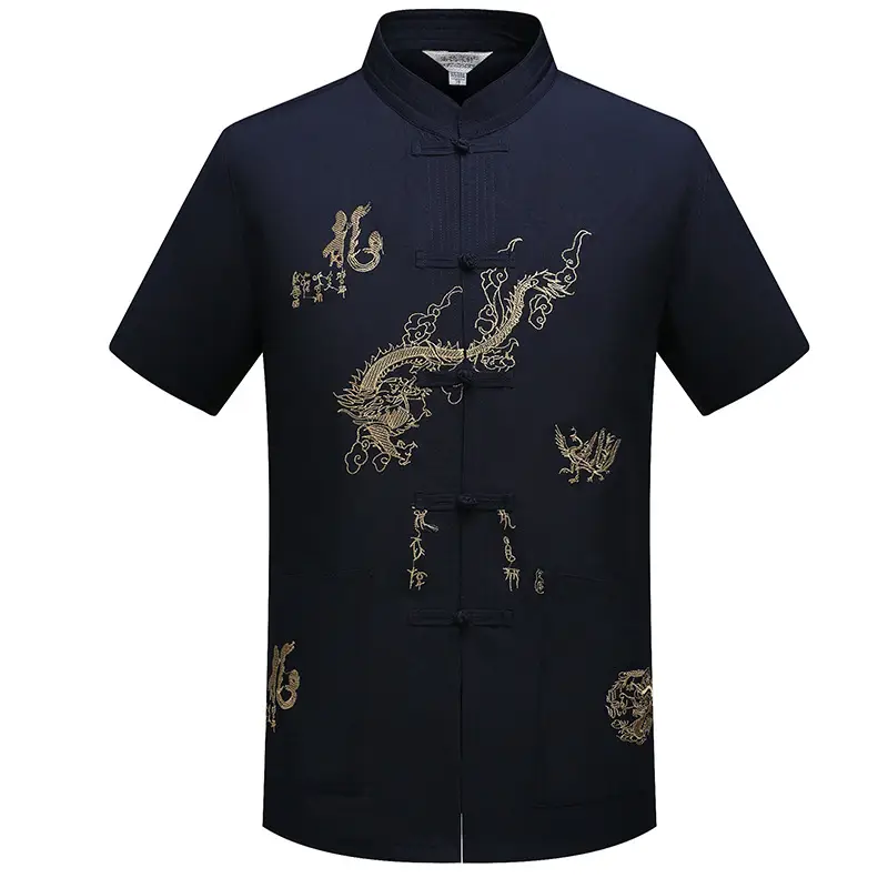 Red Embroidered Dragon Performance Suit for Men - Image 2