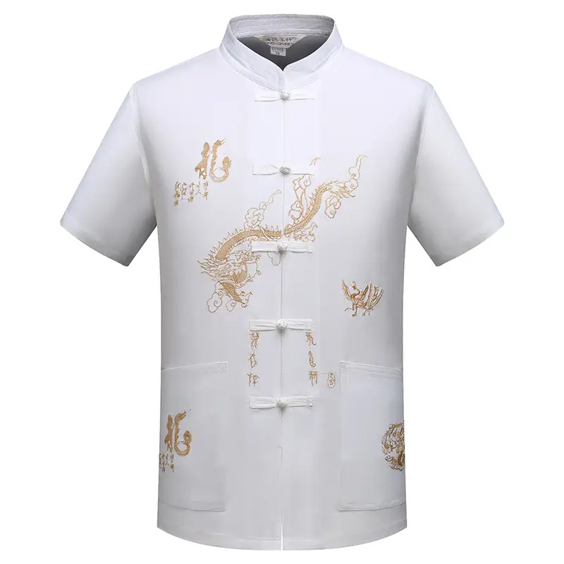 Red Embroidered Dragon Performance Suit for Men - Image 4