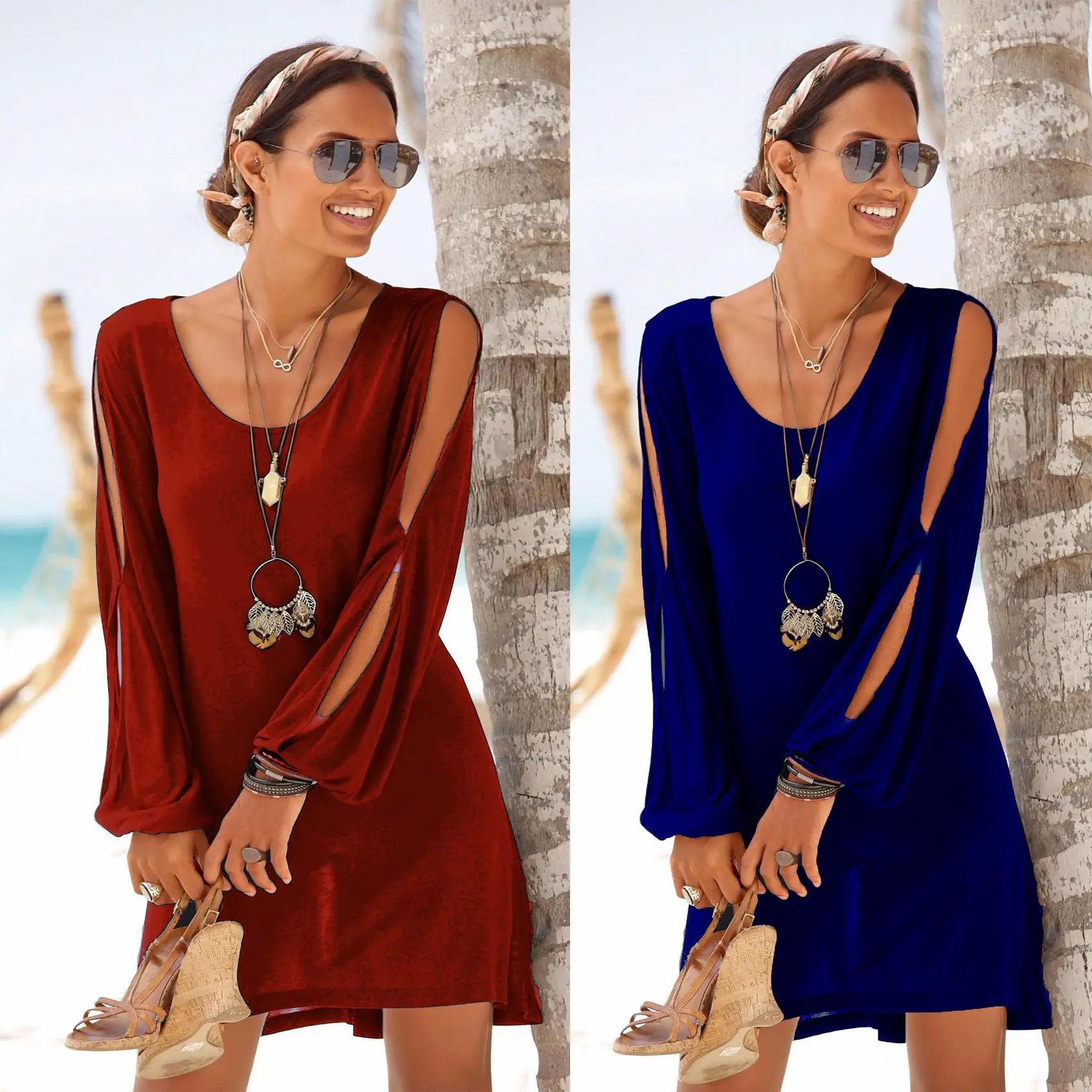 AliExpress Casual Beach Dress Deep V-Neck Long Sleeve - Image 8