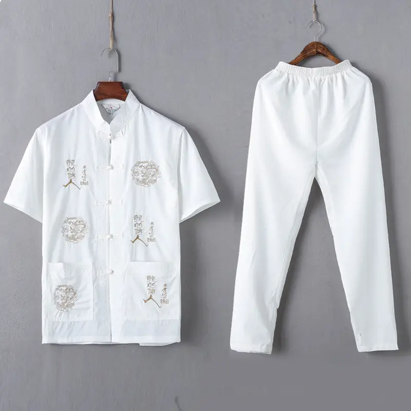 Men Embroidered Dragon Suit Chinese Style Short Sleeve — feature 8