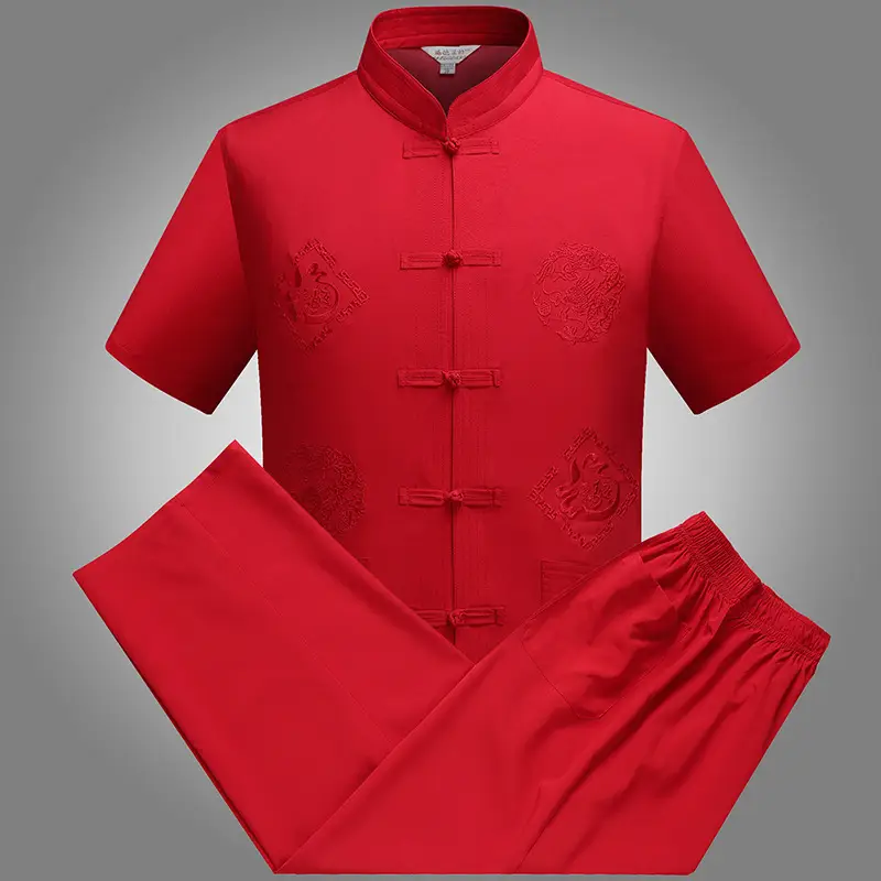 Men Embroidered Dragon Teahouse Suit Navy Blue — feature 4