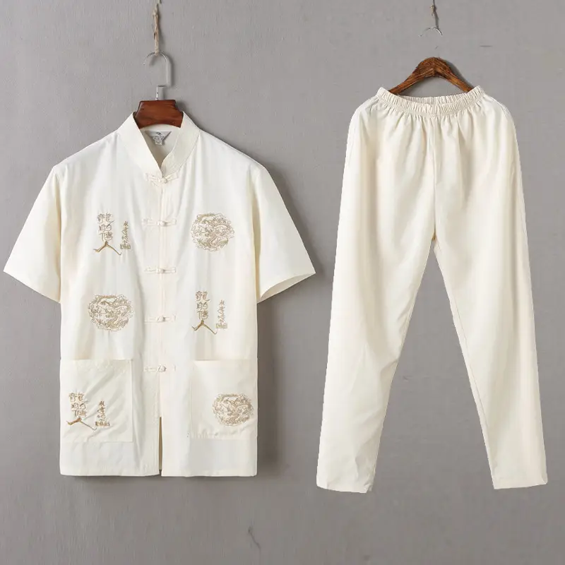 Men Chinese Embroidered Dragon Suit Navy Blue — feature 9